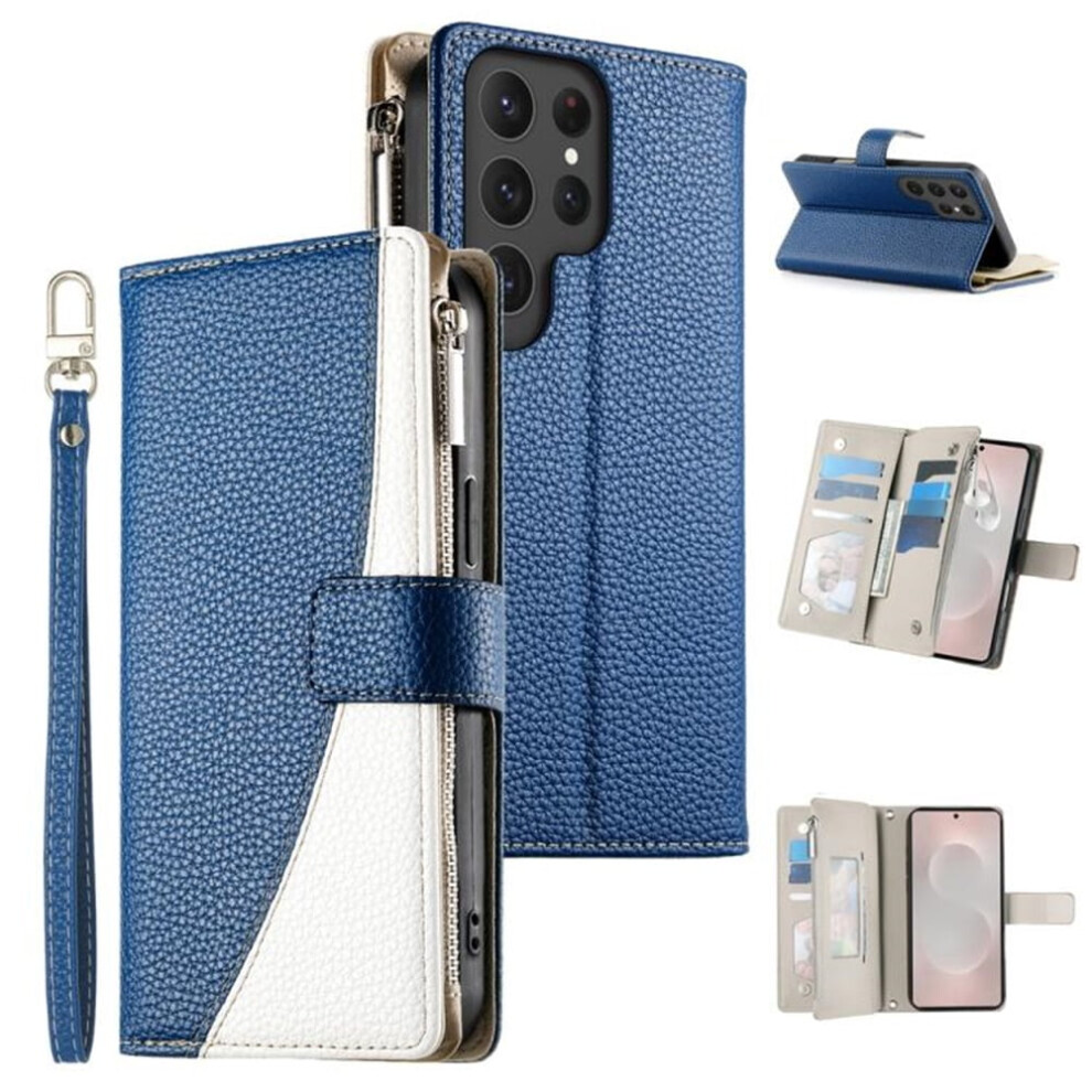 Compatible With Samsung Galaxy S24 Ultra 5G 6.8" Pu Leather Flip Wallet Case Â Multi-Card Slots, Magnetic Closure, Hanging Rope, Dark Blue 9130661917391