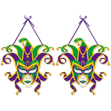 Mardi Gras dørskilt – Karnevalsdekoration af papir, 2 stk.