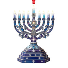 5Pcs Hanukkah Ornament, 8cm Menorah-Shaped, Blue & White, Festival of Lights Decor – Compatible with Jewish Holiday Displays