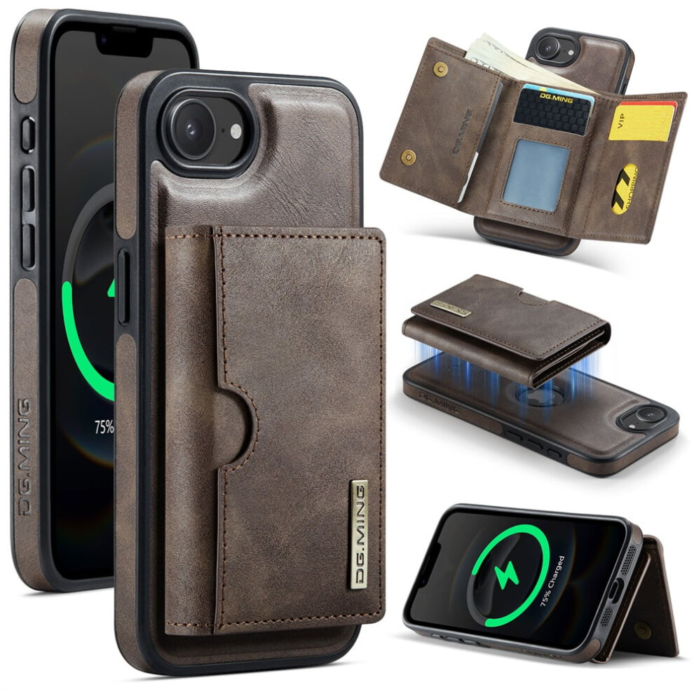 Dg.ming Magnetic Wallet Case For Iphone 16E 6.1 Inch Grey 9180435680679
