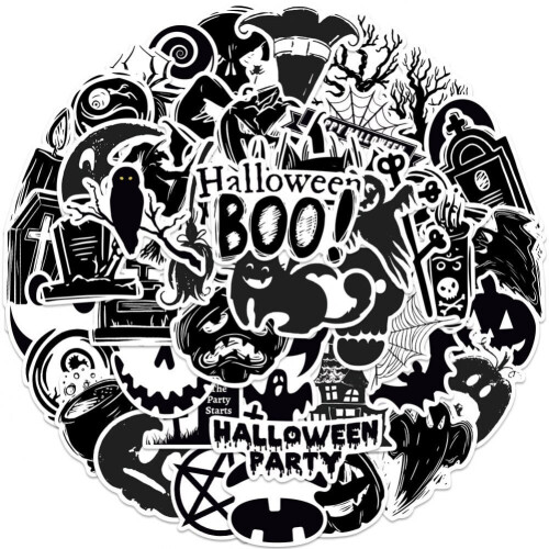 Μαύρα αυτοκόλλητα για το Halloween, πακέτο χαρτικών 50 τεμαχίων 1