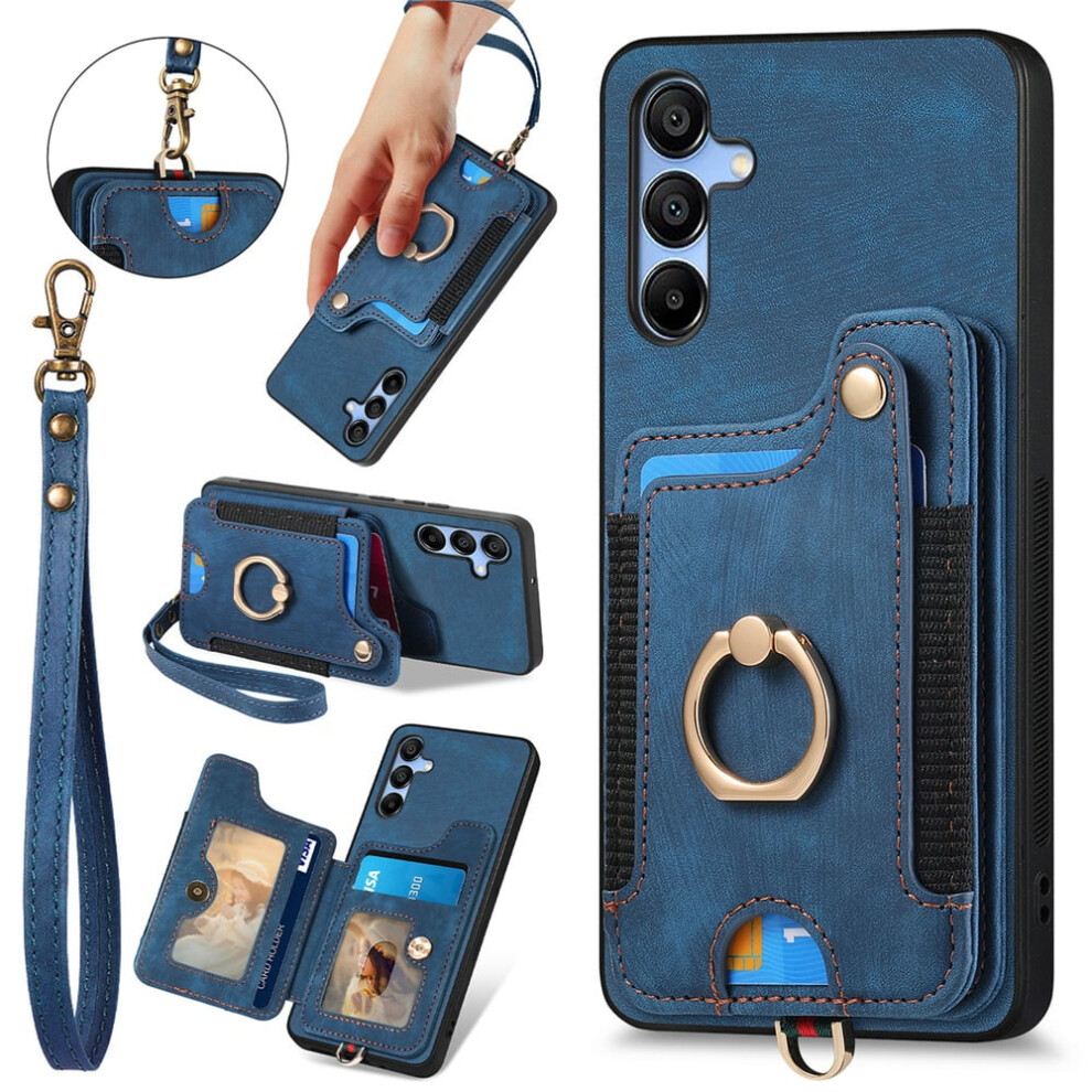 Samsung Galaxy A16 Phone Case Â Pu Leather Wallet With Card Holder, Rfid Blocking, Kickstand, Wrist Strap & Magnetic Closure, Blue 9193271821519