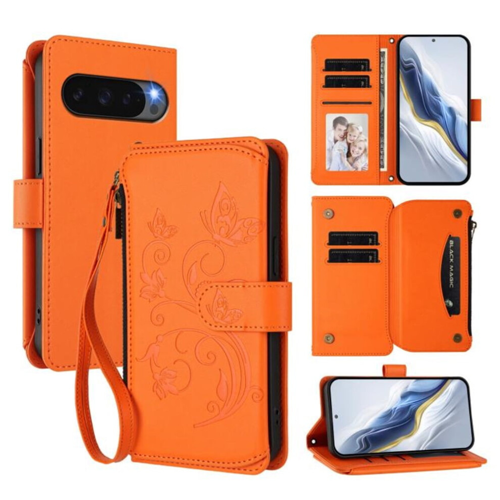 Magnetic Clasp Flip Stand Case For Google Pixel 9 Orange 9180435680020