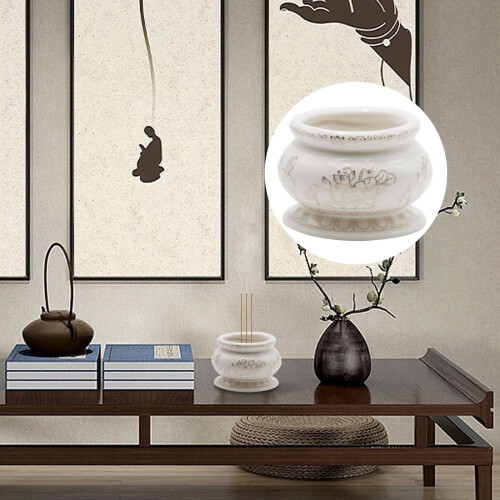 Brûleur d'encens en céramique blanche 10 cm 2