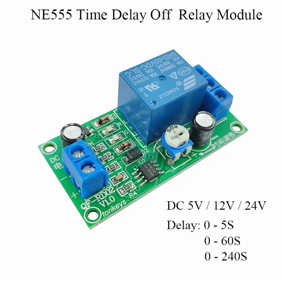 Ne555 Time Delay Relay Module 5V/12V/24V 5S-240S Adjustable 9418476981074