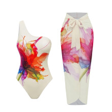 Women's One-Shoulder Swimsuit with Tummy Control Floral