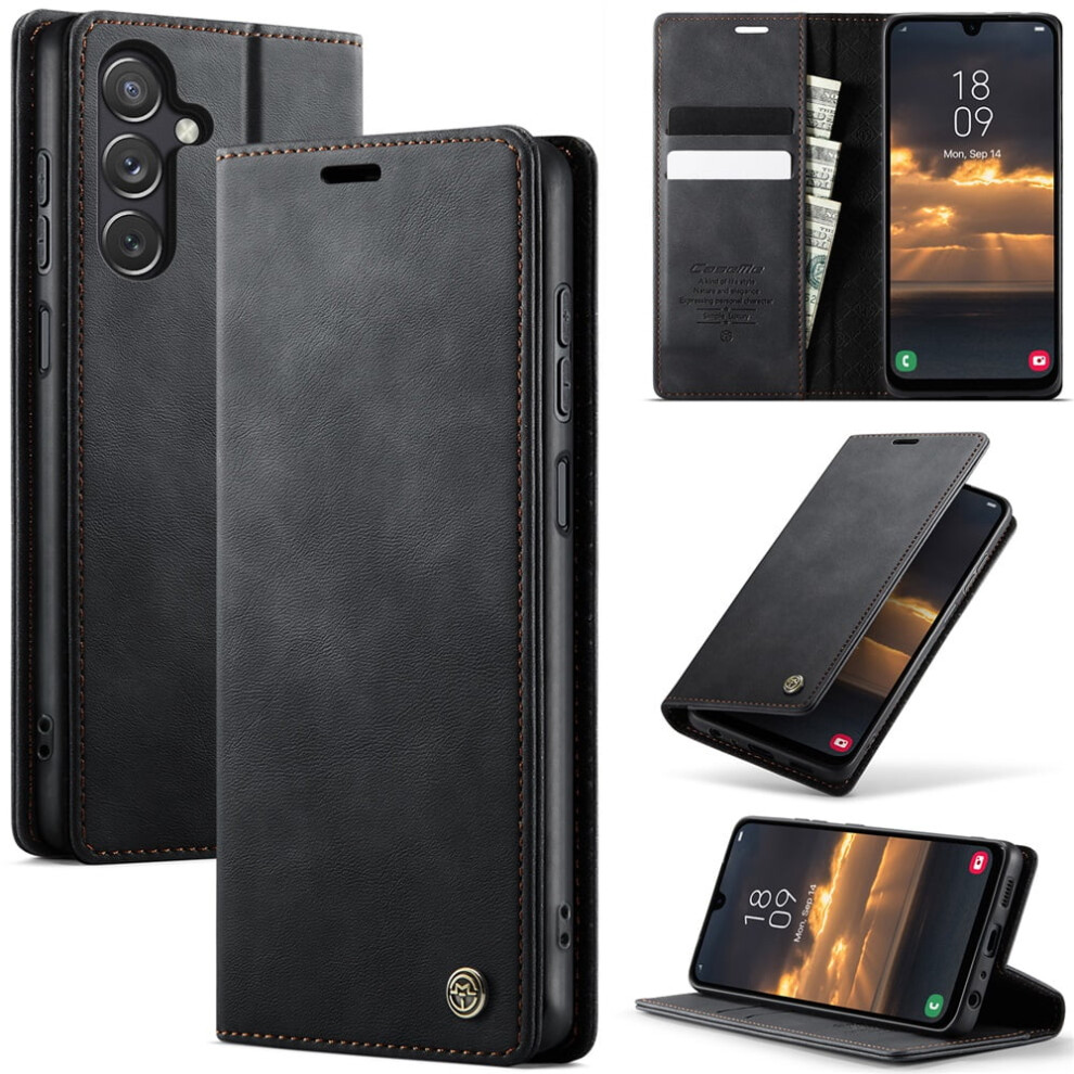 Caseme Calf Leather Wallet Case For Samsung Galaxy A24 4G: Rfid Blocking, Magnetic Closure, Card/Cash Slots, Kickstand, Shockproof 9130661919241