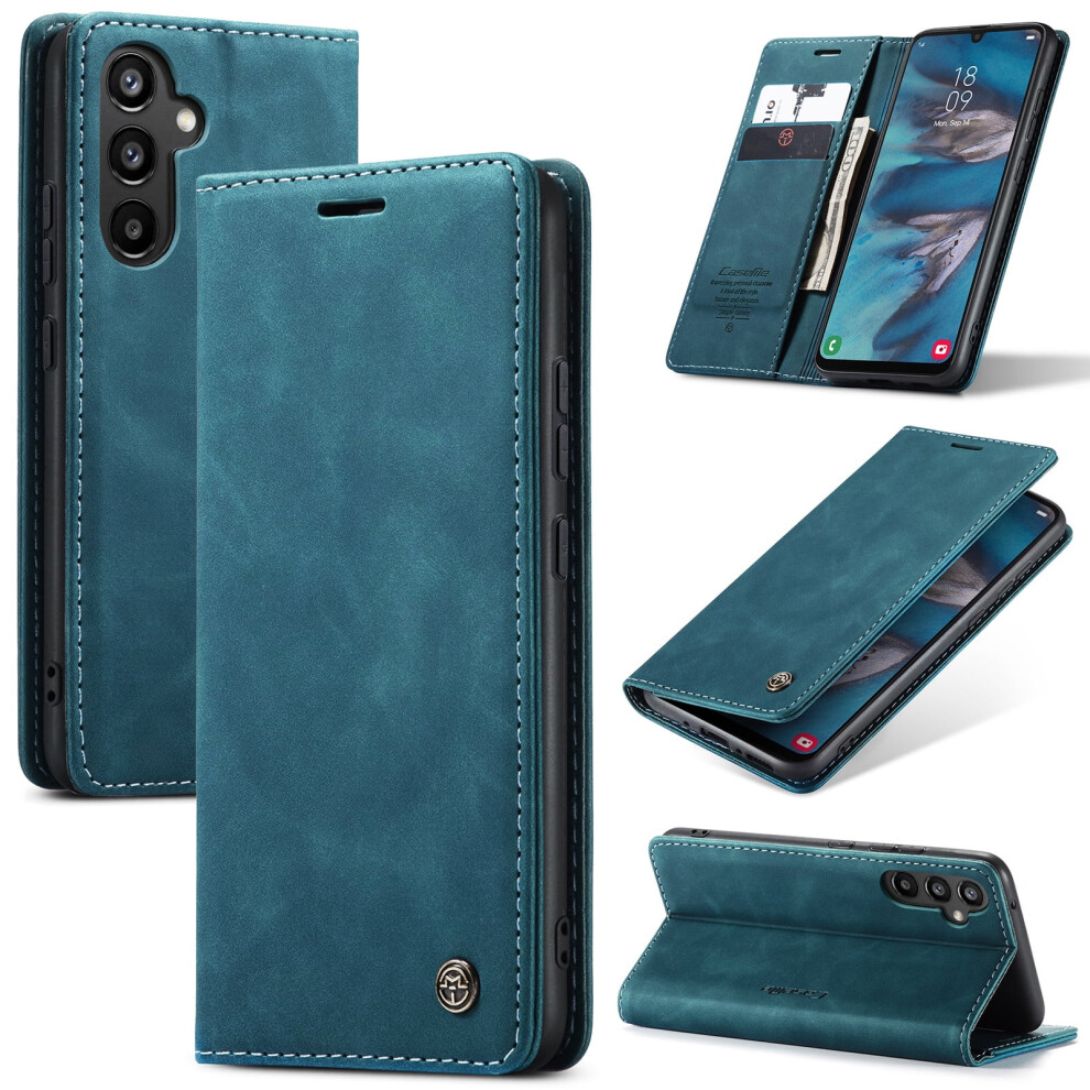 Caseme Leather Flip Wallet Case For Compatible With Samsung Galaxy A35 5GâMagnetic, Card Holder, Kickstand, Shockproof, Blue 9193271823865
