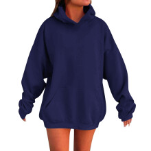 Trendy Teen Girls Plain Navy Oversized Fleece Hoodie Sweatshirt Long Sleeve Winter Pullover Top Casual Cozy Loose Fit Preppy Wear, 11-12 Years