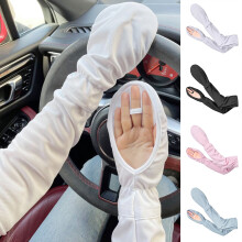 1 Pair Quick-Dry UV-Protective Arm Sleeves, Touch-Screen Compatible, for Riding/Camping, White