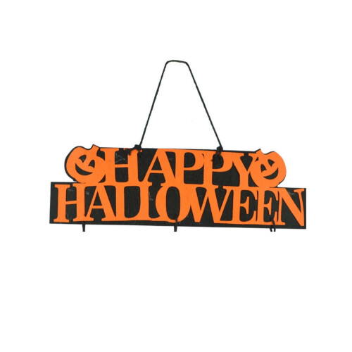 Puinen riippuva halloween-kyltti noidankummikurpitsalla 1