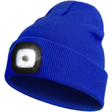 Beanie with Light for Kids, USB Rechargeable Hands Free LED Headlamp Cap Winter Knitted Night Lighted Hat