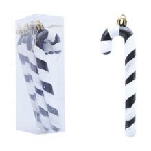 4 Pcs Black Glitter Twisted Candy Cane Ornaments with Bowknot & Strings for Christmas Tree – Compatible with Standard Hooks
