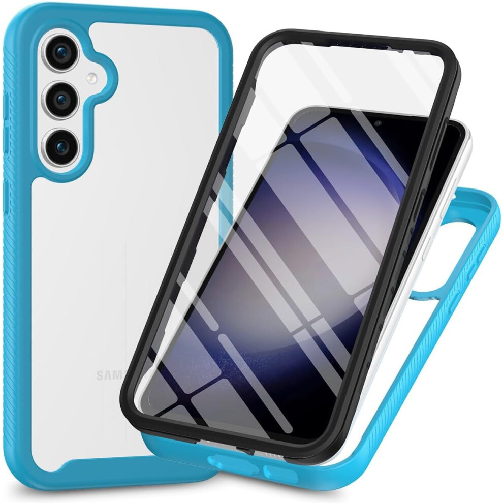 Slim Rugged Clear Hybrid 3-In-1 Case With Built-In Screen Protector For Compatible With Samsung Galaxy A05s (Light ) Blue 9170372130313