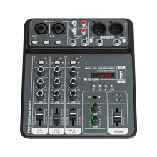 USB Mixing Console 4 Channel Portable Metal Body Black Gray