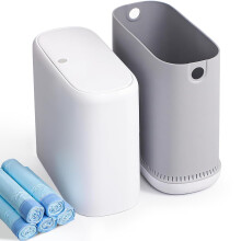 Slim Bathroom Trash Can with Lid 3 Gal White Includes 5