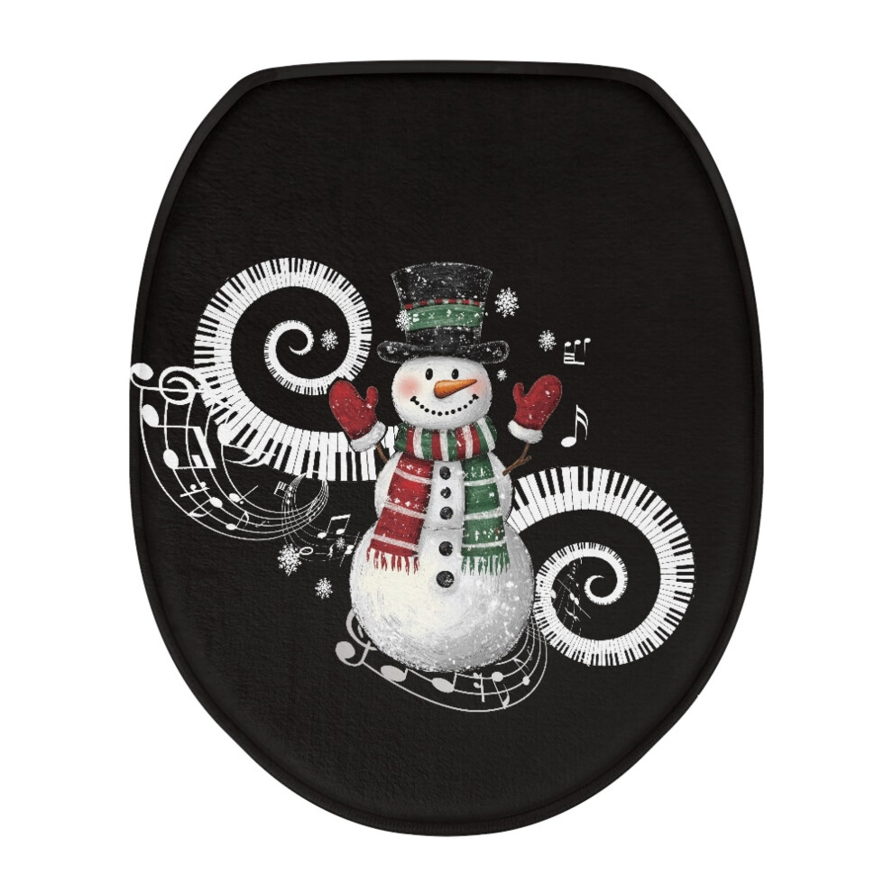 Christmas Snowman Toilet Seat Cover With Music, Soft Universal Lid Cover For Elongated & Round Seats Â Xmas Bathroom Decor 9130661919555