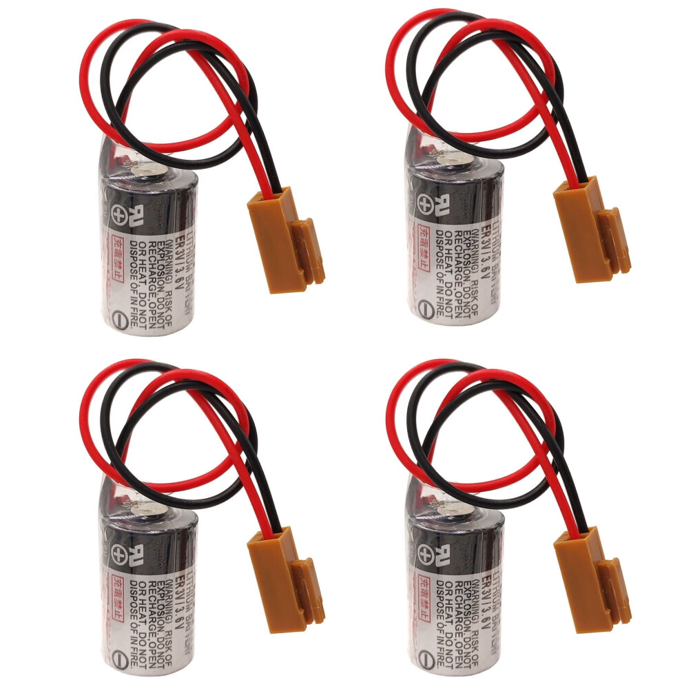 4X Er3v 3.6V Backup Battery For Toshiba / Cpm2a-Bat01 Plc Cpu Module With Plug Brown 9165521631841