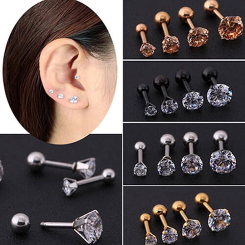 Άνδρες Γυναικεία Στρας Χόνδρος Tragus Bar Helix Άνω Αυτί Σκουλαρίκι Κοσμήματα Stud