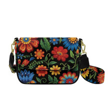 Schultertasche mit abstraktem Blumenmuster für Damen, kleine Umhängetasche, leichte Henkeltasche mit verstellbarem, breitem Riemen, ideal zum