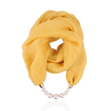 Krepp Chiffon Perle Anheng Halsskjerf Gul