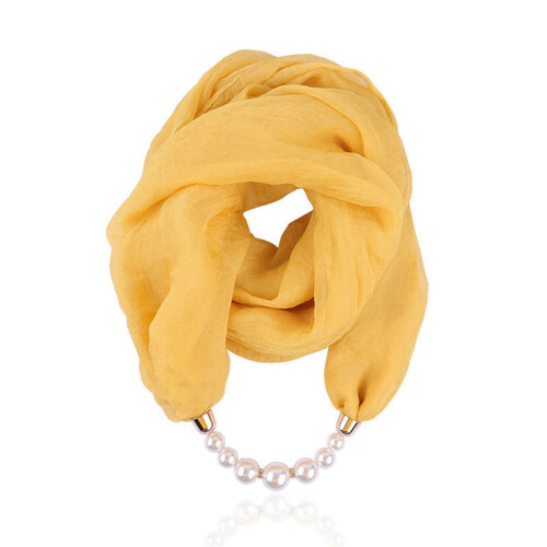 Krepp Chiffon Perle Anheng Halsskjerf Gul