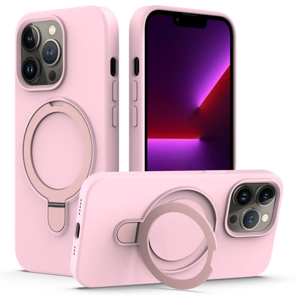 Magnetic Liquid Silicone Case For Iphone 14 ProâMagsafe Compatible, Ring Stand, Heavy-Duty Protection, Pink 9165521634729