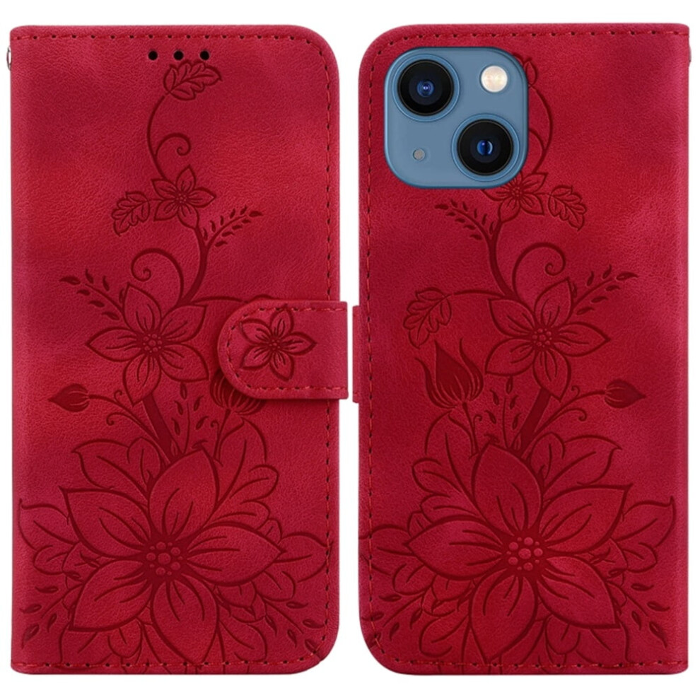 Pu Leather Flip Wallet Case With Strong Magnetic Closure & Card Slots, Compatible With Iphone 14 Plus 6.7" Red 9165521634927