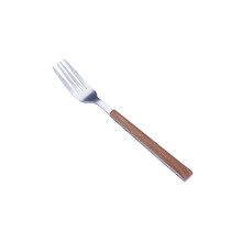 Tenedor de acero inoxidable con mango de madera, 16 cm (6,29"), apto para uso alimentario, resistente a la corrosión, con agarre ergonómico para