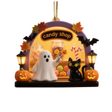 Décoration murale fantôme suspendu effrayant en train de lire – Ornement d'Halloween pour la maison, les fêtes et les vacances (Compatible avec