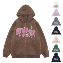 Unisex Casual Μονόχρωμο Φούτερ με Κουκούλα - Μοντέρνο Μπουφάν με Κουκούλα και Στάμπα με