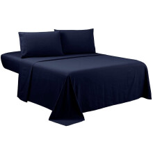 Marineblaues 4-teiliges Bettwäscheset (140 x 200 cm) – Luxury1800Serie, extra tiefe Taschen, knitter- und farbbeständig