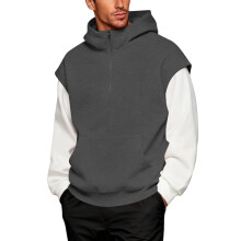 Hoodie rómhór ceathrú zip fir liath dorcha L