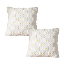 Ensemble de 2 housses de coussin FloraDaisy (45 x 45 cm), jacquard peluche douce, pour chambre/canapé, décoration de style champêtre