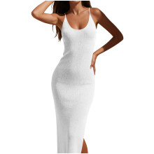 Damenkleid mit offenem Rücken, figurformend, gehäkelt, Neckholder, figurbetont, Midi-Kleid, ärmellos, Strickkleid, Strandkleid, Strandkleid