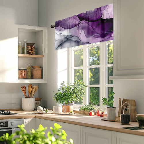 Marble Grey Purple Valance 54x18in Light Filtering 2