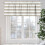 Cortina de varão listrada em bege e branco, 42x12 polegadas, com bolso para varão, filtra a luz – compatível com varões padrão. 5