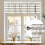 Cortina de varão listrada em bege e branco, 42x12 polegadas, com bolso para varão, filtra a luz – compatível com varões padrão. 7