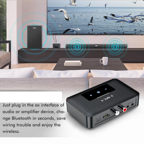 Bluetooth stereo-adapter, Bluetooth 5.3-ontvanger, multifunctionele interface, draadloze verbinding met groot bereik, intuïtief LCD-scherm. 2