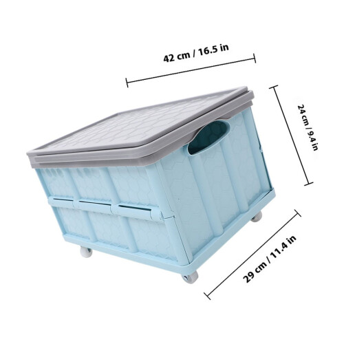 Blaue, stapelbare Aufbewahrungsbox aus Kunststoff mit Deckel 2