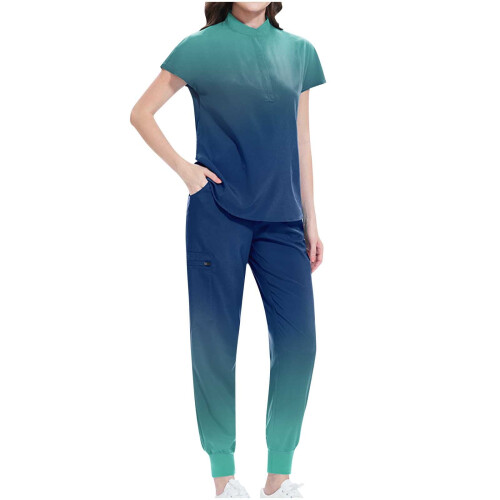 Women's Solid Scrubs Set Green XL 1