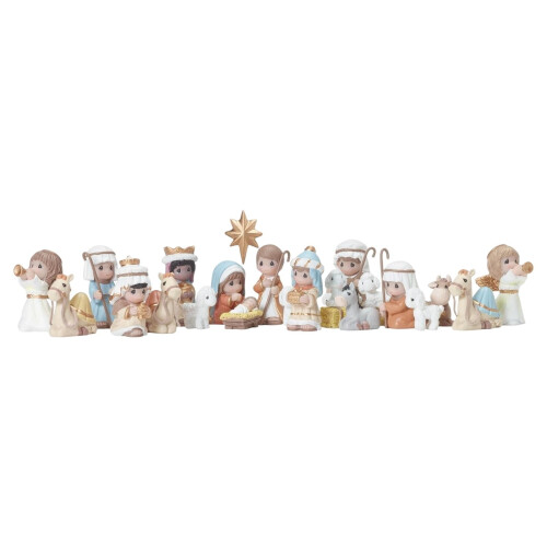 Mini julekrybbefigurer i tre, 7 deler 2
