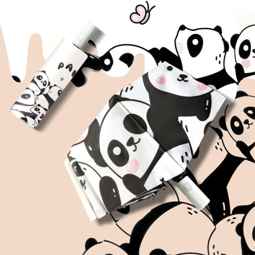 Πτυσσόμενη ομπρέλα με εκτύπωση Panda – Προστασία από την υπεριώδη ακτινοβολία και 2