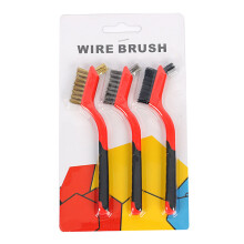 Curved Handle Grip Wire Brush Set For Rust Removal, Stainless Steel Brass Nylon Bristles Multi Surface Cleaning Tool With Portable Design Heavy Duty