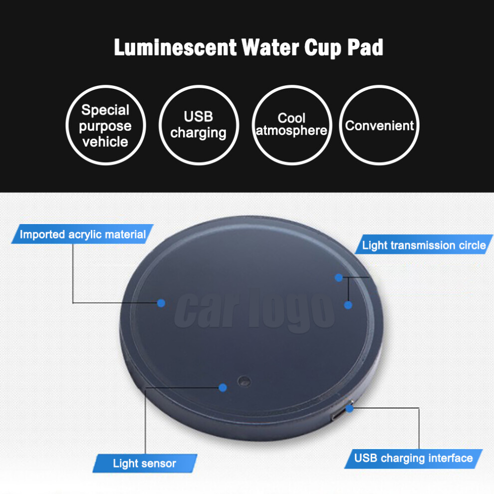 Led Cup Holder Mat, 7Colors Changing3modes Usb Charging Waterproof Coaster With Vibration Sensor & Detection, Car Ing Accessories For Light 9551475313030