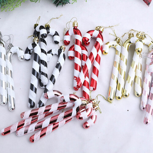 4 Pcs Glitter Twisted Candy Cane Ornaments with Bowknot & Strings for Christmas Tree – Silver 2