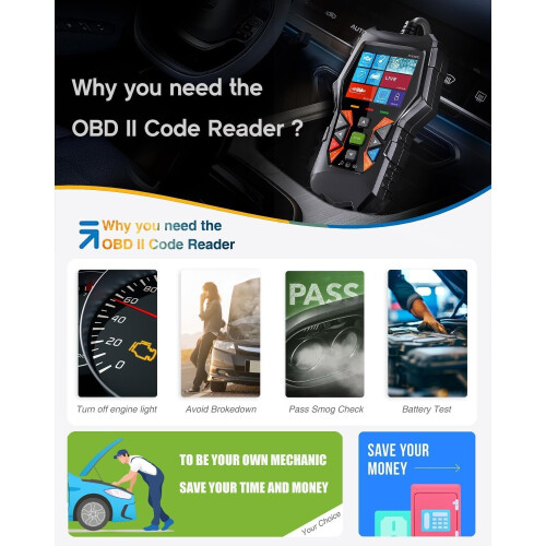 Cititor de coduri de eroare MP69040OBD2, negru 1