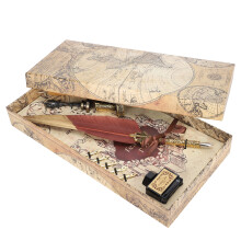 Vintage Writing Gift Set Including Feather Pen Ink Well And Multiple Nibs Elegant Decorative Writing Tool For Creative Individuals
