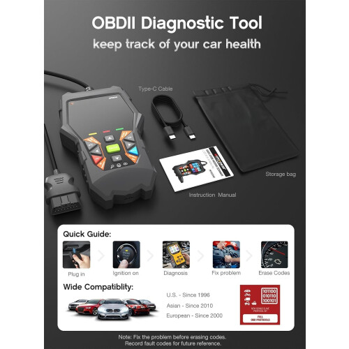 Cititor de coduri de eroare MP69040OBD2, negru 2