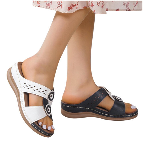 Sandali con zeppa da donna con supporto per l'arco plantare e 2